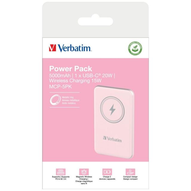 Verbatim Wireless Magnetic Power Bank `n` Go 15W 5000mAh pink 32243 - imagine 6