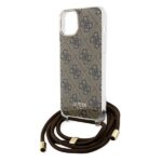 Guess GUHCP15SHC4SEW iPhone 15 / 14 / 13 6.1" brown hardcase Crossbody Cord 4G Print - imagine 5