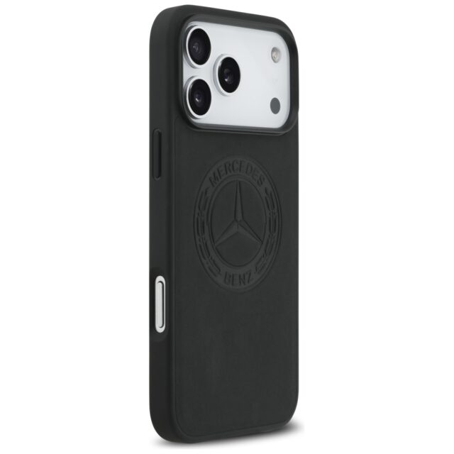 Mercedes Leather Vintage Logo MagSafe Case for iPhone 17 Pro Max Black - imagine 4