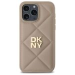 DKNY DKHCP14LPQDSLE iPhone 14 Pro 6.1" beige Quilted Stack Logo - imagine 3