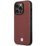 BMW BMHMP14L22RFGR case iPhone 14 Pro 6.1" burgundy/burgundy Leather Diamond Pattern MagSafe - imagine 2