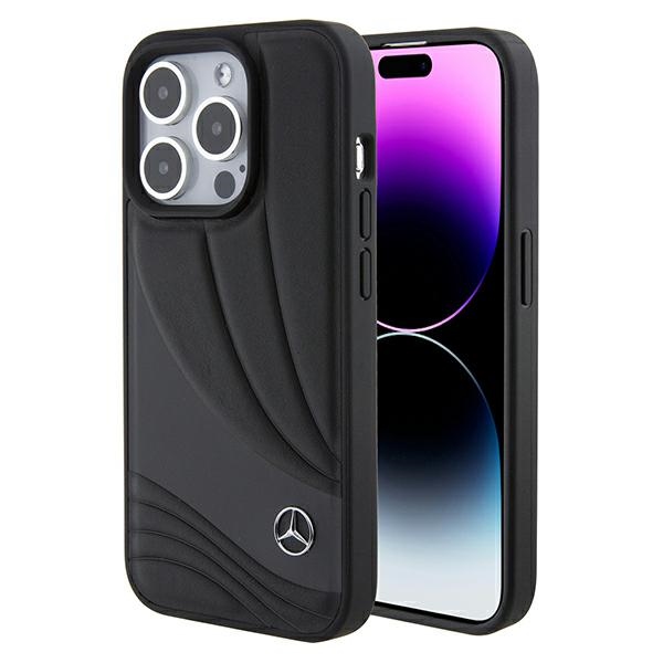 cps-dbf70d22632ddef3fcbd19053d53b708-2025-12-06-20-25-55 Mercedes MEHCP15L8ROLK iPhone 15 Pro 6.1" Black Hardcase Leather Wave Pattern - imagine 1
