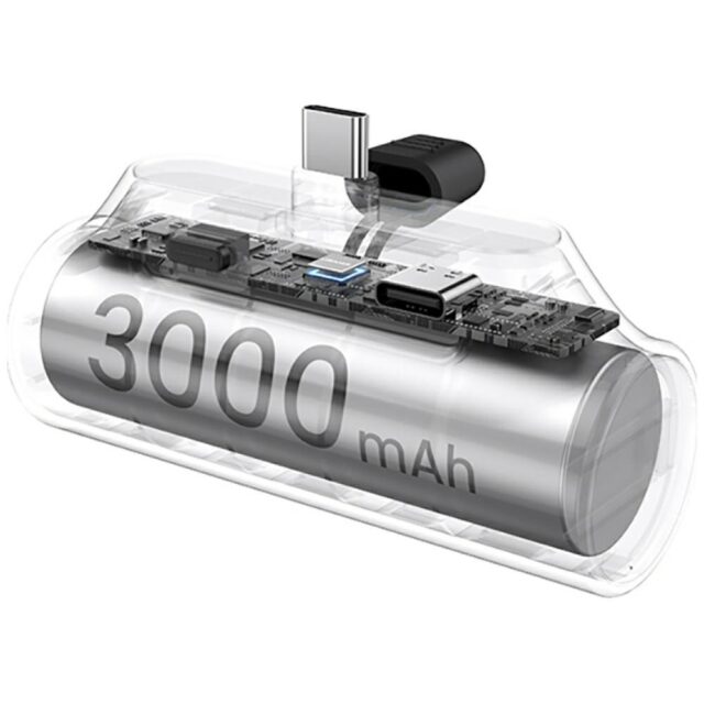 USAMS PB79 Mini Tail Plug Portable Power Bank 3000mAh USB-C silver - imagine 3