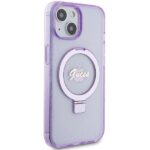 Guess GUHMP15SHRSGSU iPhone 15 / 14 / 13 6.1" purple hardcase Ring Stand Script Glitter Mag - imagine 4