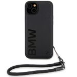 Case BMW BMHCP15S23RMRLK iPhone 15 / 14 / 13 6.1" black hardcase Signature Leather Wordmark Cord - imagine 2