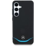 Mercedes Leather Contrasted Blue Horizontal Curve MagSafe case for Samsung Galaxy S25 black - imagine 3