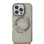 Guess GUHMP16LHFWFCK iPhone 16 Pro 6.3" black hardcase IML Flowers Wreath MagSafe - imagine 3
