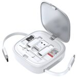 USAMS 3in1 Expandable Cable with BoxMicroUSB/USB-C/Lightning 60W Silver SJ650USB02 - imagine 2