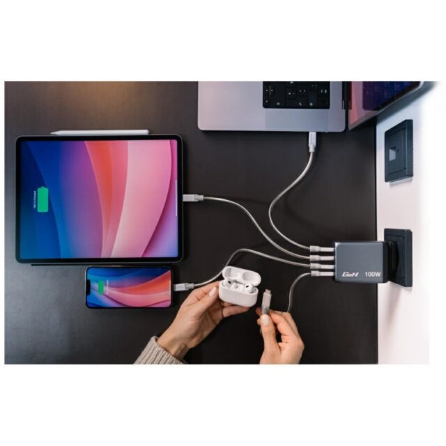 Verbatim GaN 100W Wall Charger 3xUSB-C/USB-A + EU/UK/US Adapter GNC-100 32202 - imagine 5