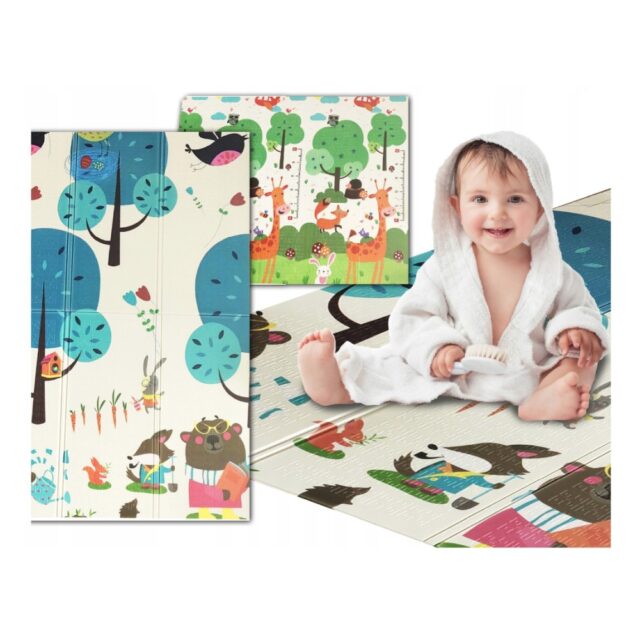 Extralink Reversible Educational Play Mat, 180x200x1 cm Foldable Animals-Trees + Bag - imagine 3