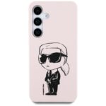 Case Karl Lagerfeld Silicone Graffiti Ikonik Printed Logo MagSafe for Samsung Galaxy S25 pink - imagine 3