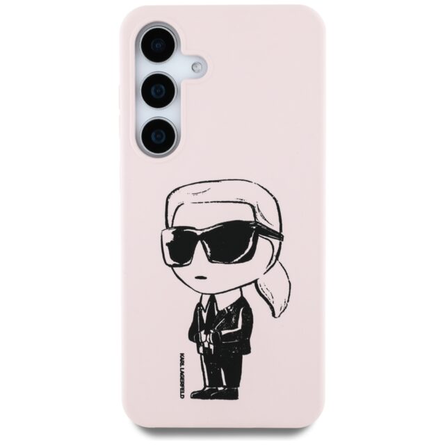Case Karl Lagerfeld Silicone Graffiti Ikonik Printed Logo MagSafe for Samsung Galaxy S25 pink - imagine 3