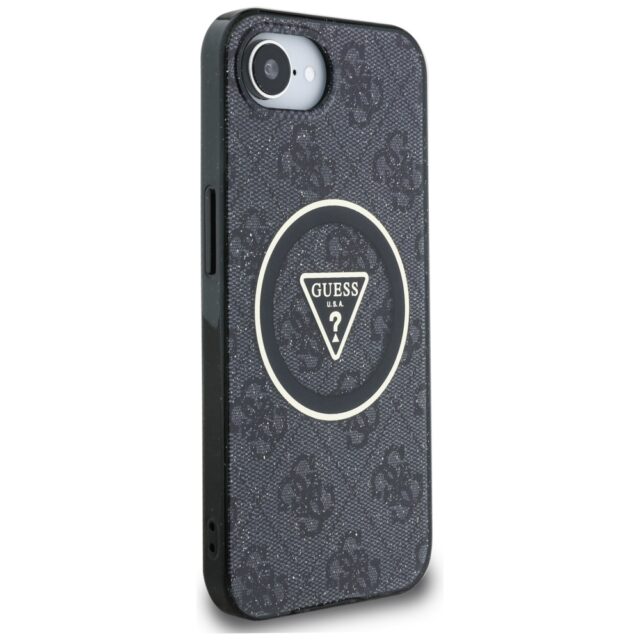 Case Guess IML Metal Glitter 4G Circle Triangle MagSafe for iPhone 16e black - imagine 4