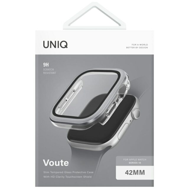 Case UNIQ Voute for Apple Watch Series 10 / 11 42mm tempered glass silver - imagine 5