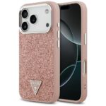 Guess Glitter Triangle Logo MagSafe Case for iPhone 17 Pro Pink