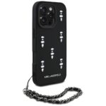 Case Karl Lagerfeld Saffiano Crystals w/Chain for iPhone 16 Pro Max black - imagine 3