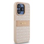 DKNY DKHCP15LPRTHSLP iPhone 15 Pro 6.1 inch pink hardcase Leather Mono Stripe & Metal Logo - imagine 4