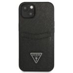 Guess GUHCP13MPSATPK iPhone 13 / 14 / 15 6.1" black hardcase SaffianoTriangle Logo Cardslot - imagine 3
