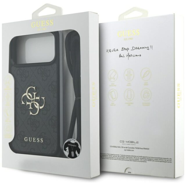 Case Guess 4G Big Logo Cord Stap         Crossbody for iPhone 17 Pro Max black - imagine 7