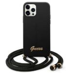 Guess GUHCP12MLSCLMGBK iPhone 12/12 Pro 6,1" black hardcase Metal Logo Cord