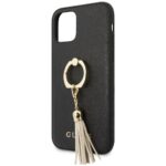 Guess GUHCN58RSSABK iPhone 11 Pro black hard case Saffiano with ring stand - imagine 3
