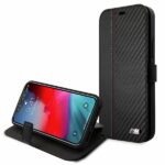 BMW case BMFLBKP12LMCARBK iPhone 12 Pro Max 6.7" black book M Collection PU Carbon Stripe - imagine 6