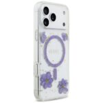Case Guess Resin Flowers Glitter MagSafe for iPhone 17 Pro Max purple - imagine 4