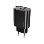 USAMS Wall Charger 1xUSB-C + 1xUSB T35 20W (only head) PD3.0 + QC3.0 Fast Charging black CC121TC02