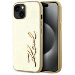 Case Karl Lagerfeld Wrinkled Metal Signature for iPhone 15 gold