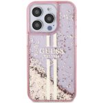 Guess GUHCP15LLFCSEGP iPhone 15 Pro 6.1" pink hardcase Liquid Glitter Gold Stripes - imagine 3