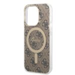 Guess Set GUBPP14LH4EACSW Case+ Charger iPhone 14 Pro 6,1" brown hard case 4G Print MagSaf - imagine 6