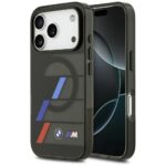 BMW M IML Metal Buttons Tricolor Lines MagSafe Case for iPhone 17 Pro Max Black