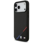 Case BMW M Carbon Tricolor Line MagSafe for iPhone 17 Pro Max black - imagine 2