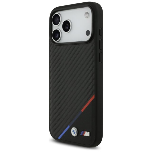 Case BMW M Carbon Tricolor Line MagSafe for iPhone 17 Pro Max black - imagine 2