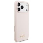 Case Guess Silicone Script Metal Logo MagSafe for iPhone 17 Pro Max pink - imagine 4