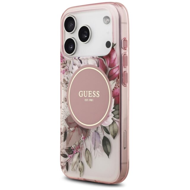 Guess IML Flower & Tonal Circle MagSafe Case for iPhone 17 Pro Max Pink - imagine 2