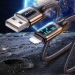 USAMS Braided Cable U78 Lightning 1.2m LED 2.4A Fast Charging black SJ543USB01 (US-SJ543) - imagine 4