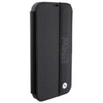 BMW BMBKP15X22RDPK iPhone 15 Pro Max 6.7" black bookcase Leather Textured & Stripe - imagine 4