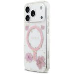 Case Guess Resin Flowers Glitter MagSafe for iPhone 17 Pro pink - imagine 2