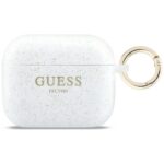 Case Guess Silicone Glitter Ring for AirPods Pro 3 white