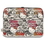 Hello Kitty Sleeve HKCSZPDGPTE 14" beige Zip PU Tags Graffiti - imagine 3