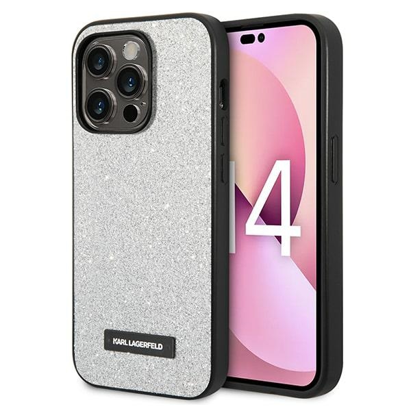 cps-deef41696dae285e8ce84a6ac9df279b-2025-12-06-18-06-32 Karl Lagerfeld KLHCP14XG2ELS iPhone 14 Pro Max 6,7" hardcase silver Glitter Plaque Logo - imagine 1