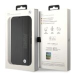 BMW BMBKP15S22RDPK iPhone 15 / 14 / 13 6.1" black bookcase Leather Textured & Stripe - imagine 7