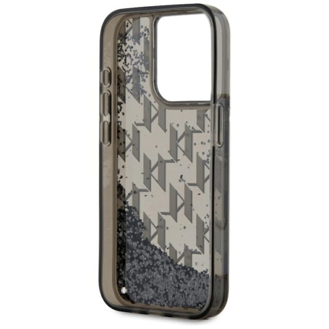 Case Karl Lagerfeld Liquide Glitter Monogram Gradient for iPhone 15 Pro Max black - imagine 7
