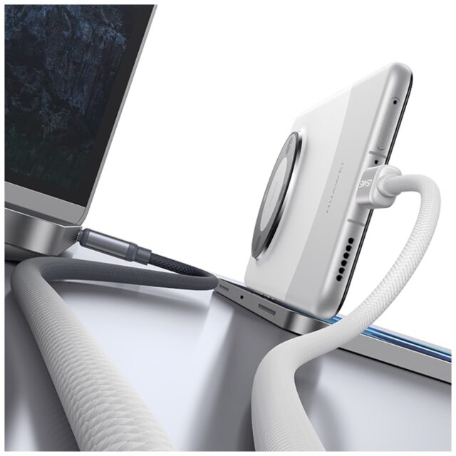 Cable USAMS Bicolor Series SJ756 PD 60W  USB-C/USB-C 1.2m black and white - imagine 4