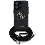 Case Guess 4G Big Logo Cord Stap Crossbody for iPhone 16 Plus black - imagine 2
