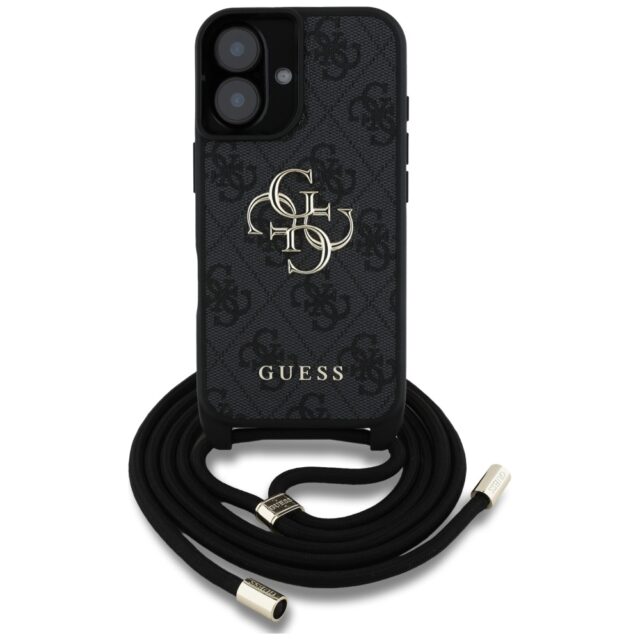 Case Guess 4G Big Logo Cord Stap Crossbody for iPhone 16 Plus black - imagine 2