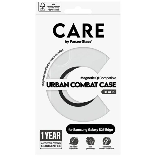 Case CARE by PanzerGlass Flagship Urban  Combat Black QI for Samsung Galaxy S25 Edge transparent - imagine 4