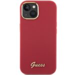 Guess GUHCP15SSMBSLM iPhone 15 / 14 / 13 6.1" magenta hardcase Silicone Script Metal Logo & Frame - imagine 3
