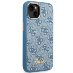 Guess GUHCP14MHG4SHB iPhone 14 Plus / 15 Plus 6.7" blue hard case 4G Vintage Gold Logo - imagine 4